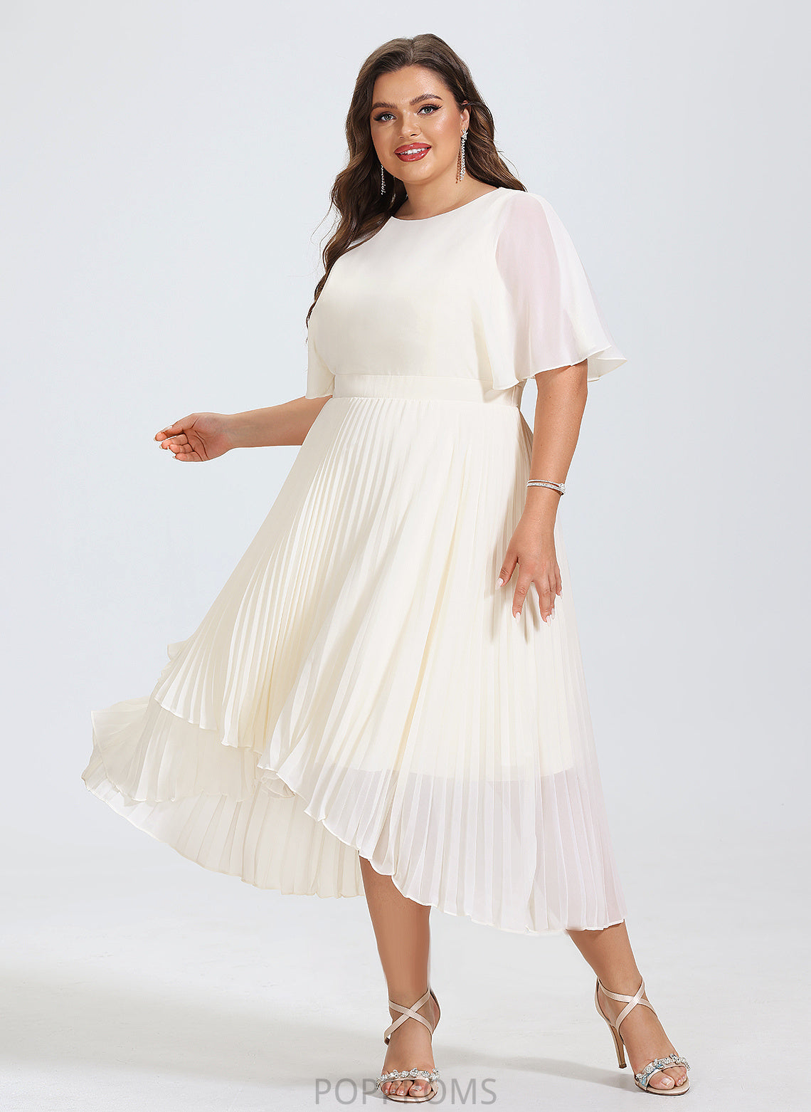 Dress A-Line Chiffon Madalynn Asymmetrical Scoop Cocktail Neck Cocktail Dresses Pleated With