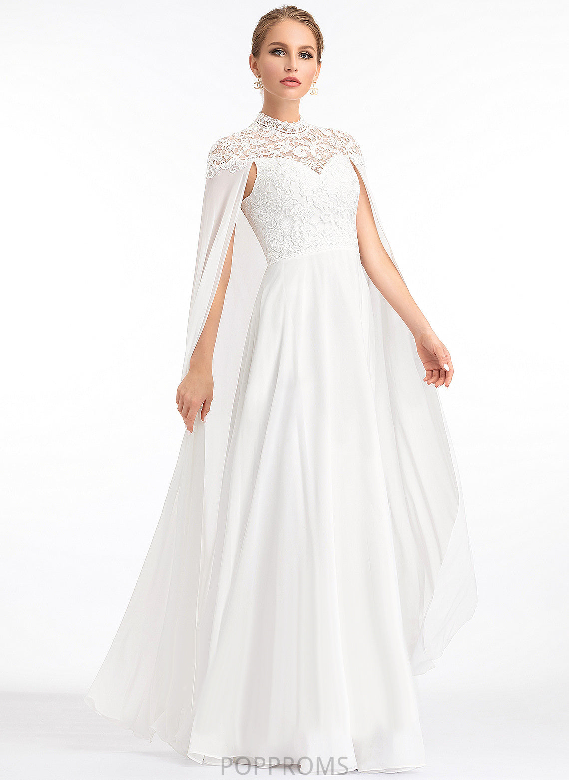 Lace Chiffon Charlotte Wedding Dresses Dress Floor-Length High Neck A-Line Wedding