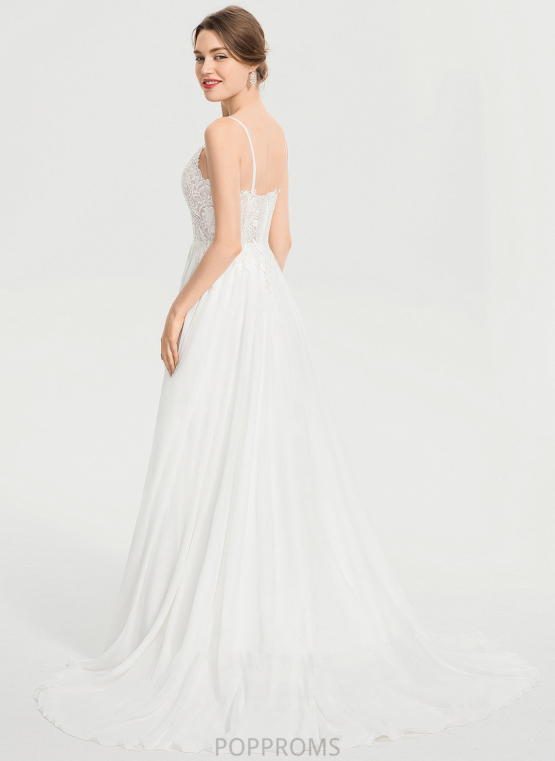 Wedding Dresses Wedding A-Line V-neck Sweep Train With Split Dulce Chiffon Dress Front