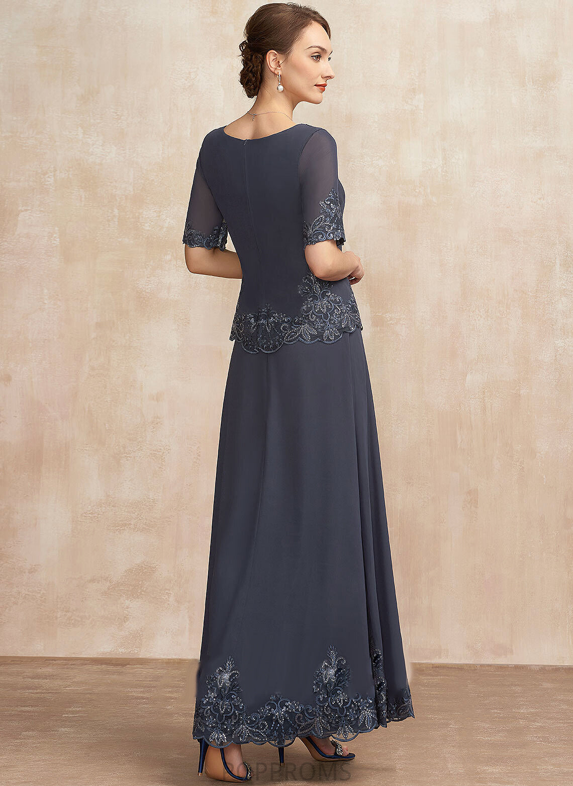 Lace Chiffon of Bride Mother Mother of the Bride Dresses V-neck With Dress A-Line the Sequins Christine Ankle-Length