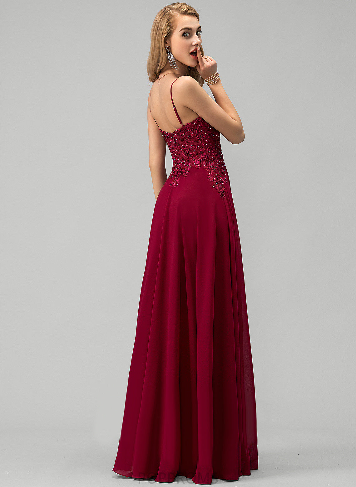 Sequins Beading Chiffon A-Line Sweetheart With Fernanda Prom Dresses Floor-Length