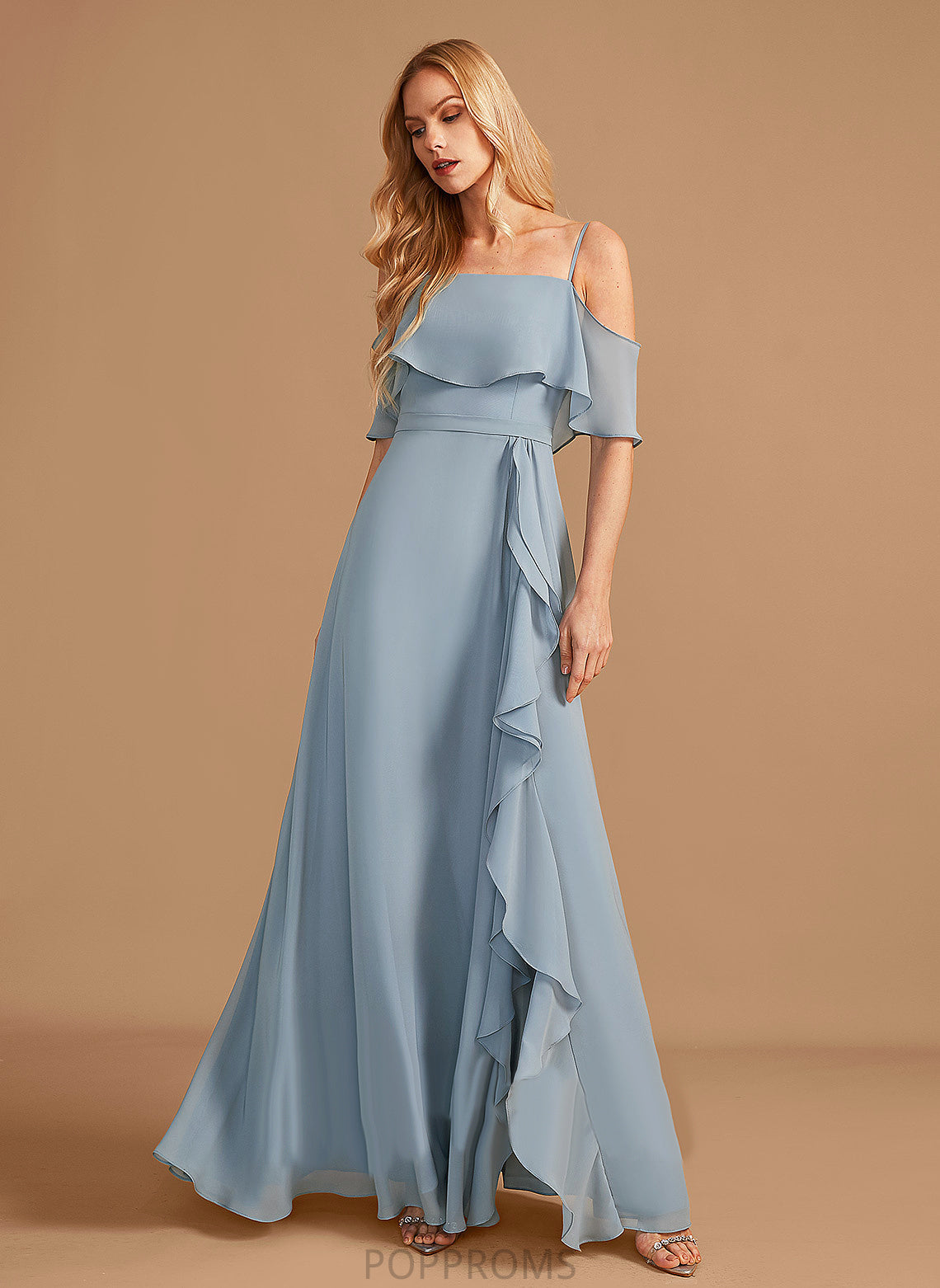 Ruffle Fabric Embellishment Silhouette Neckline Floor-Length Length Off-the-Shoulder A-Line SplitFront Patti Floor Length Bridesmaid Dresses