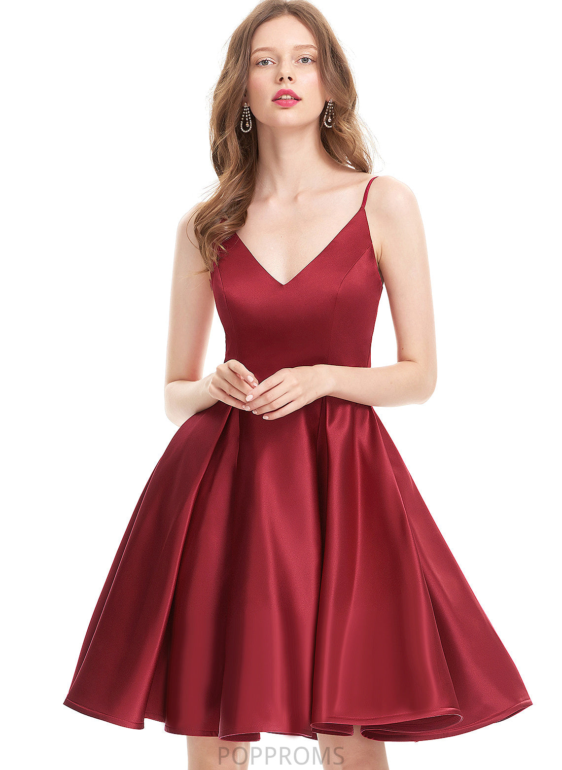 Satin Prom Dresses Germaine Short/Mini A-Line V-neck