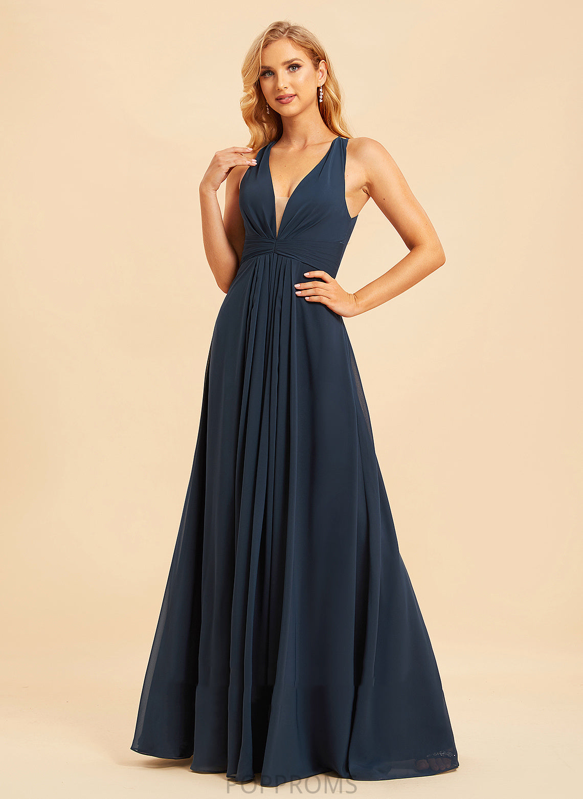 Floor-Length Embellishment V-neck Length Silhouette A-Line Neckline Fabric Ruffle Annie Floor Length Natural Waist Bridesmaid Dresses