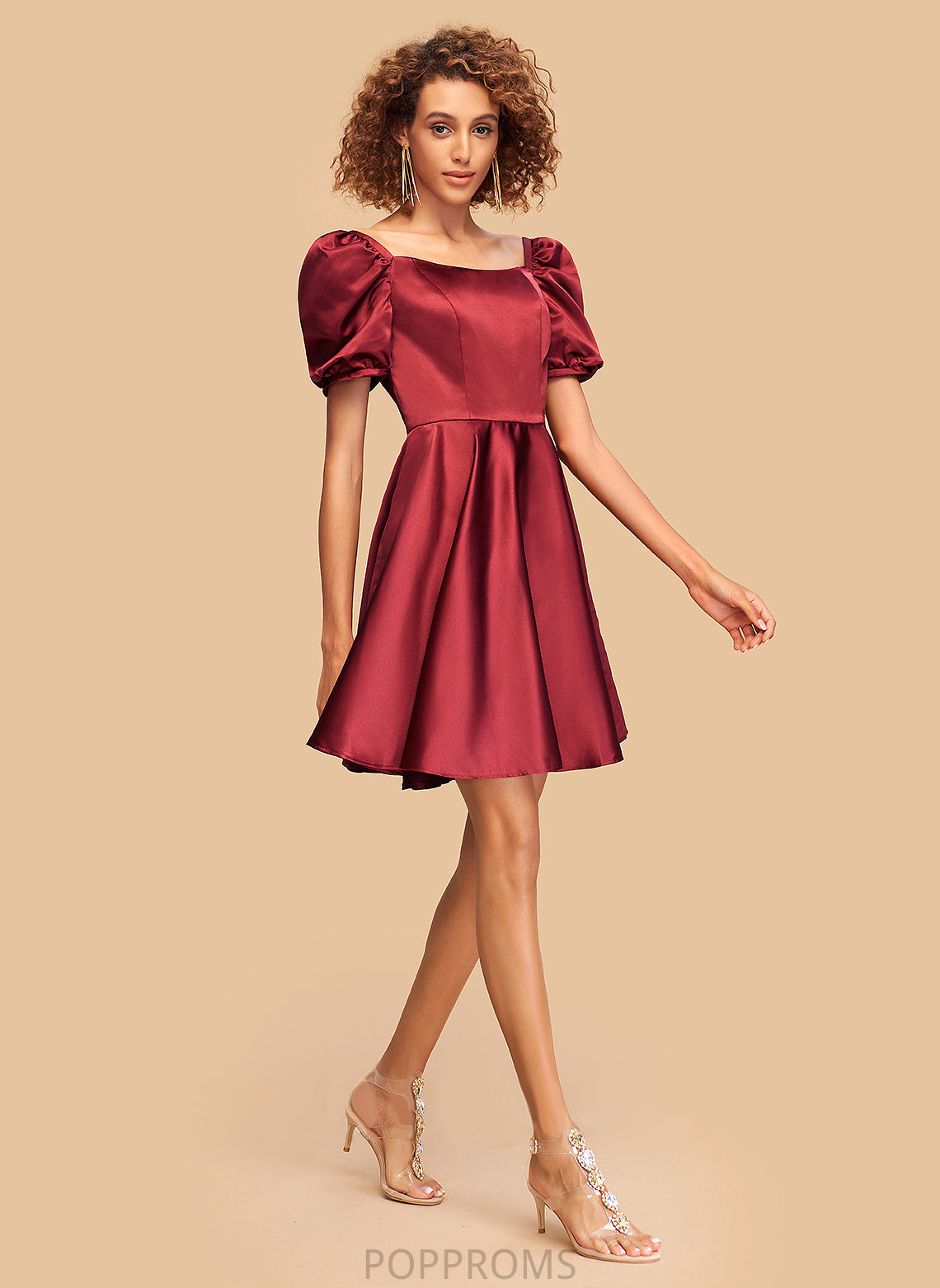 Satin Neckline Square Dress Homecoming Dresses A-Line Livia Homecoming Short/Mini