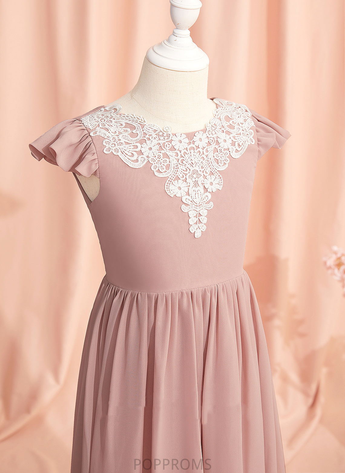 Flower A-Line Chiffon/Lace - Floor-length Gabriela Neck Sleeves Girl Back With Lace/V Flower Girl Dresses Short Scoop Dress