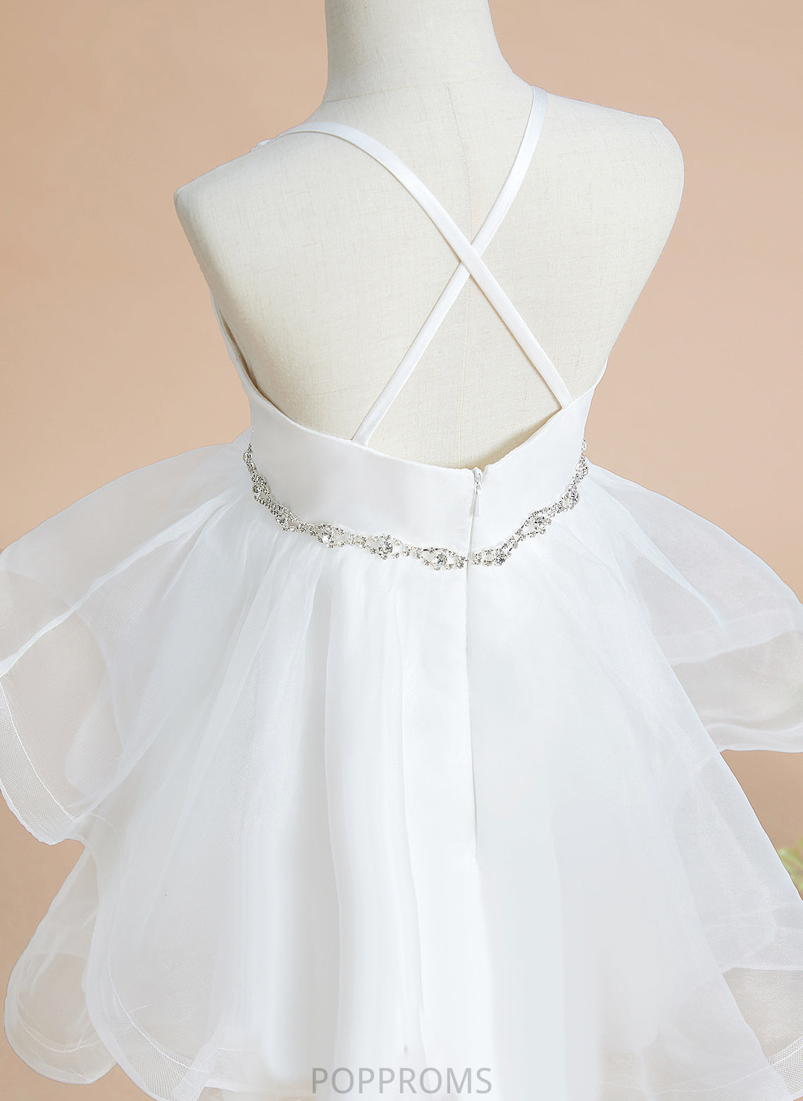 Sleeveless Beading Dress Flower Girl Dresses Tulle Knee-length Neckline A-Line Amiah Flower Girl - Square With