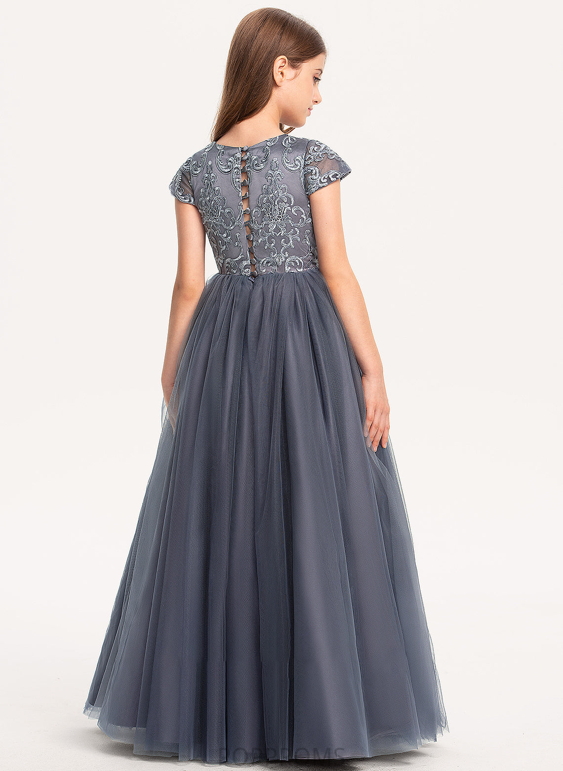 Tulle Lace Junior Bridesmaid Dresses Floor-Length Areli Ball-Gown/Princess Neck Scoop