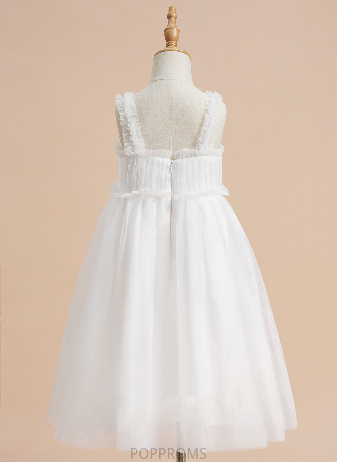 Tulle Noemi Girl - Knee-length A-Line Flower Neckline Dress Sleeveless Square Flower Girl Dresses