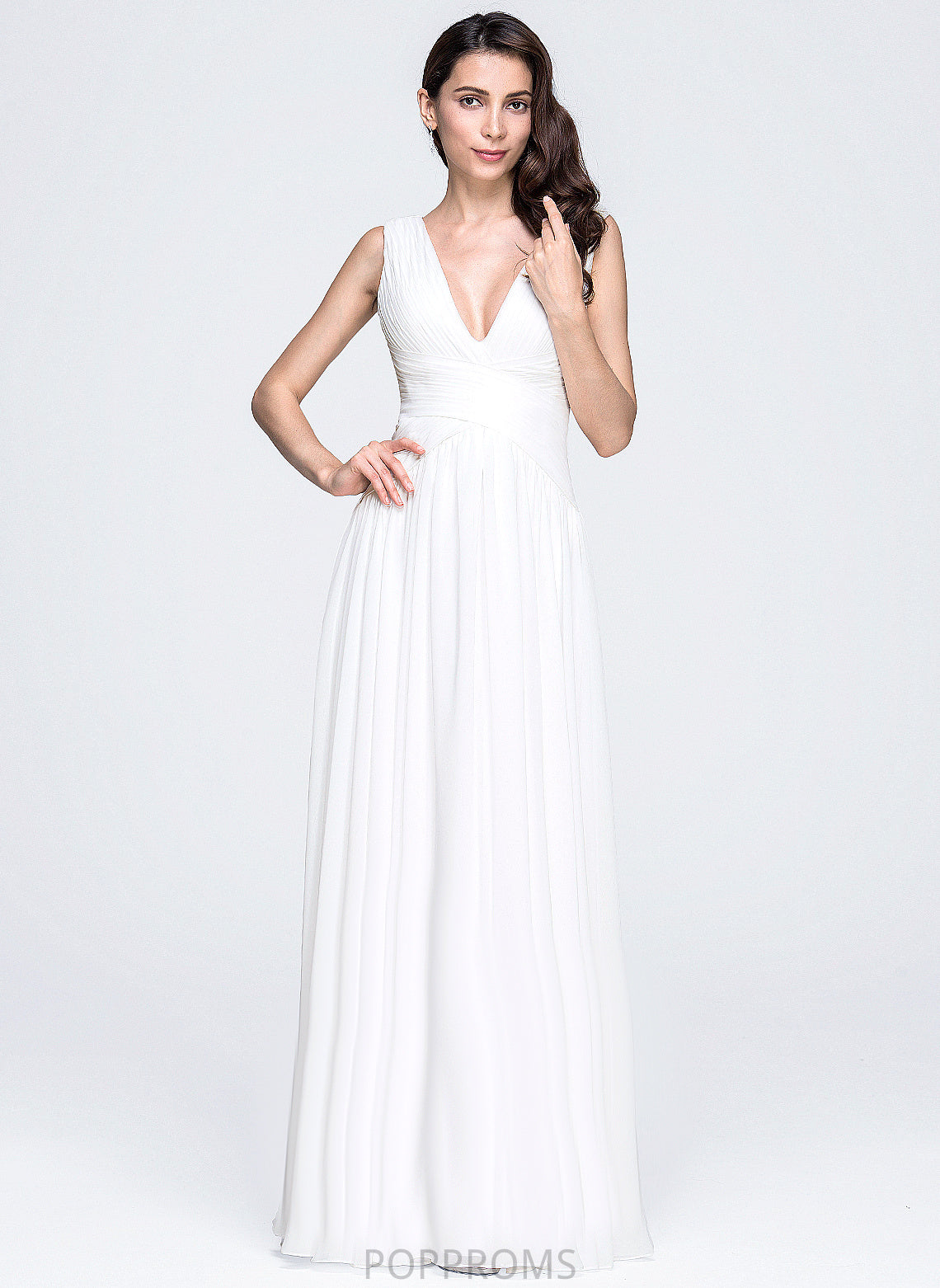 Wedding Dresses Wedding Paige Pleated Dress V-neck A-Line Chiffon Floor-Length With