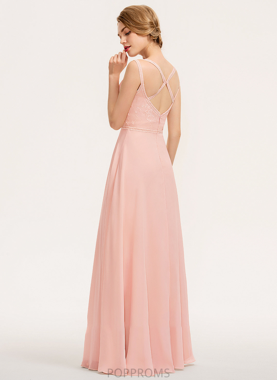 V-neck Length A-Line Straps Fabric Lace Floor-Length Neckline Silhouette Sophie V-Neck Sleeveless Bridesmaid Dresses