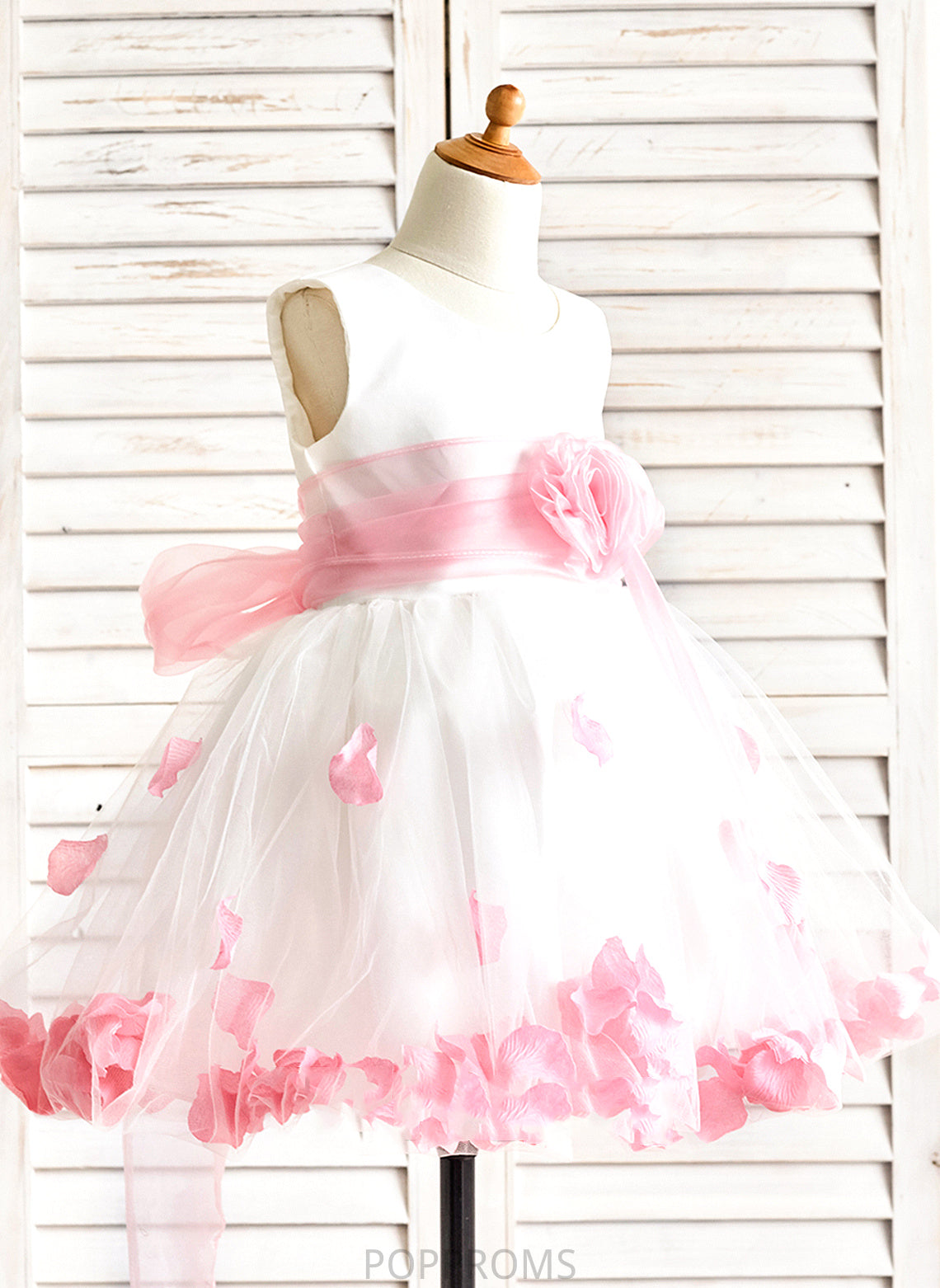 Flower(s) Flower Girl Dresses Neck Sleeveless Scoop - Organza/Satin/Tulle A-Line Girl Bria With Flower Dress Knee-length