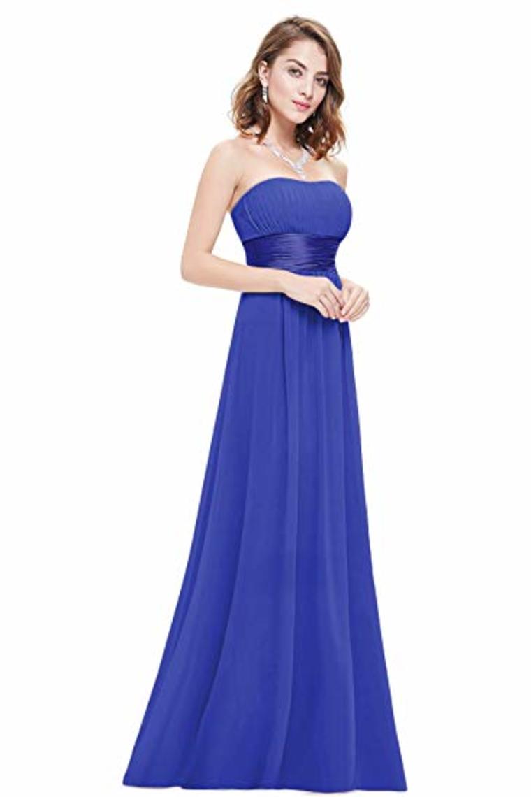 Chiffon Sweetheart Neck A Line Sleeveless Wedding Bridesmaid Long Evening  Festive Party Dress