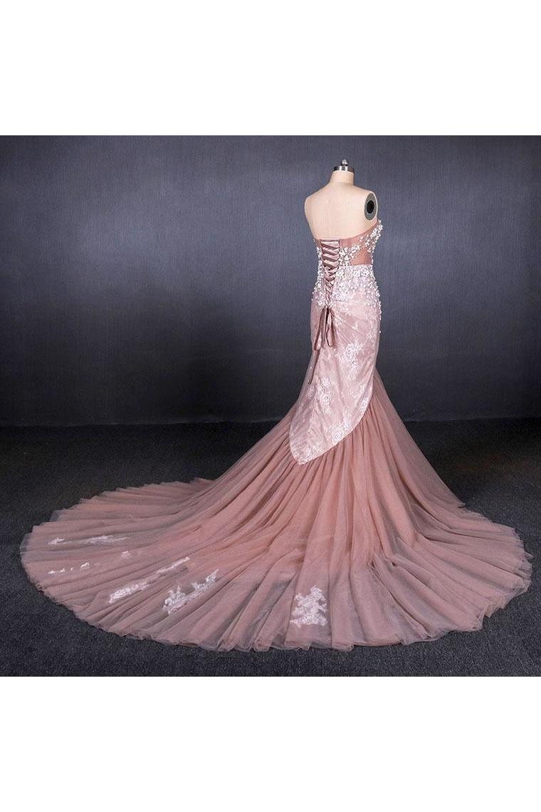 Gorgeous Sweetheart Mermaid Tulle Prom Dress, Long Evening Dresses