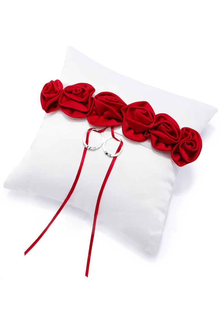 Lovely Rose Ring Pillow In Satin