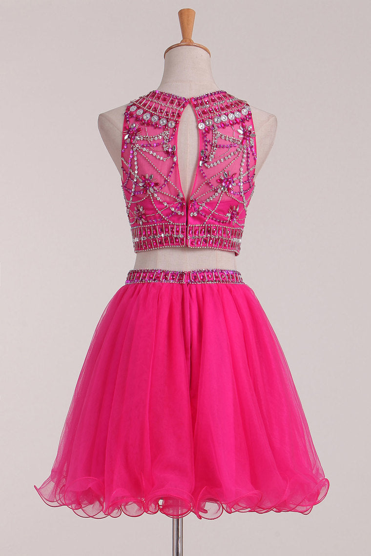 2024 Homecoming Dresses A Line Scoop  Beaded Bodice Two Pieces