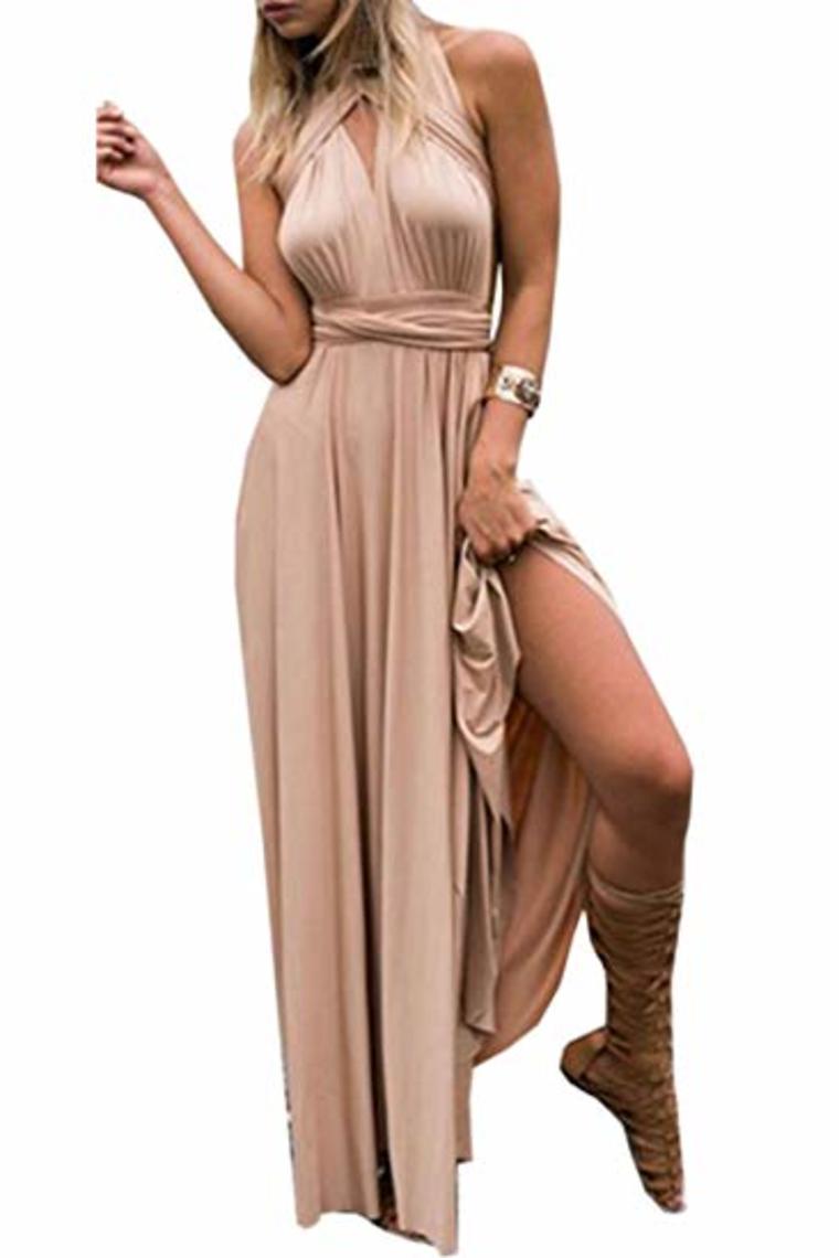 Sexy Variety-Style Elegant V-Neck Pleated Pleated Evening Sleeveless  Back Cross Bridesmaid  Dresses