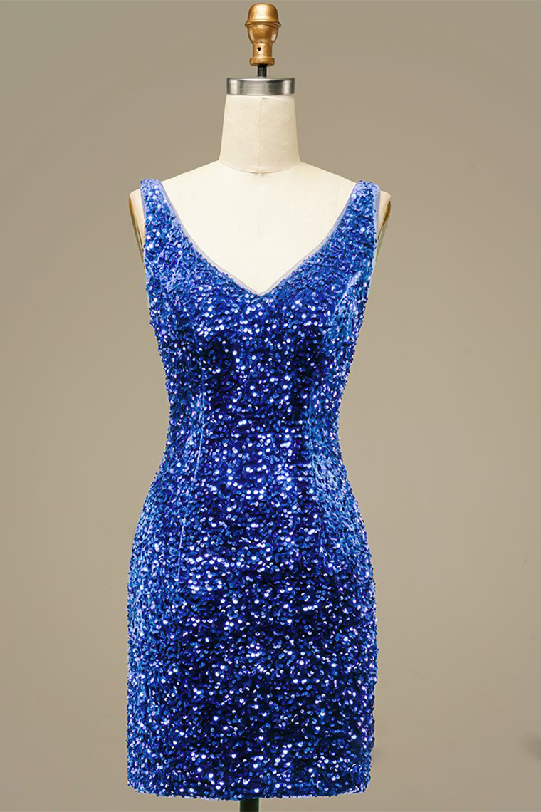 Glitter Blue Sequins Short Prom Dress Party Terri Homecoming Dresses Dress