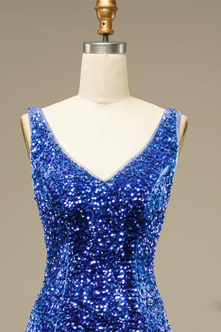 Glitter Blue Sequins Short Prom Dress Party Terri Homecoming Dresses Dress