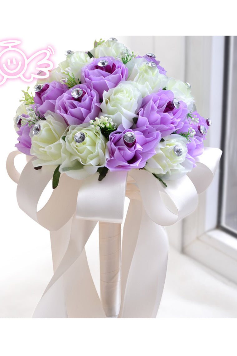 Eye-Catching Round Rhinestone/Ribbon Bridal Bouquets