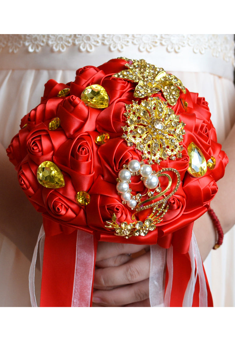 Nice Round Satin Bridal Bouquets