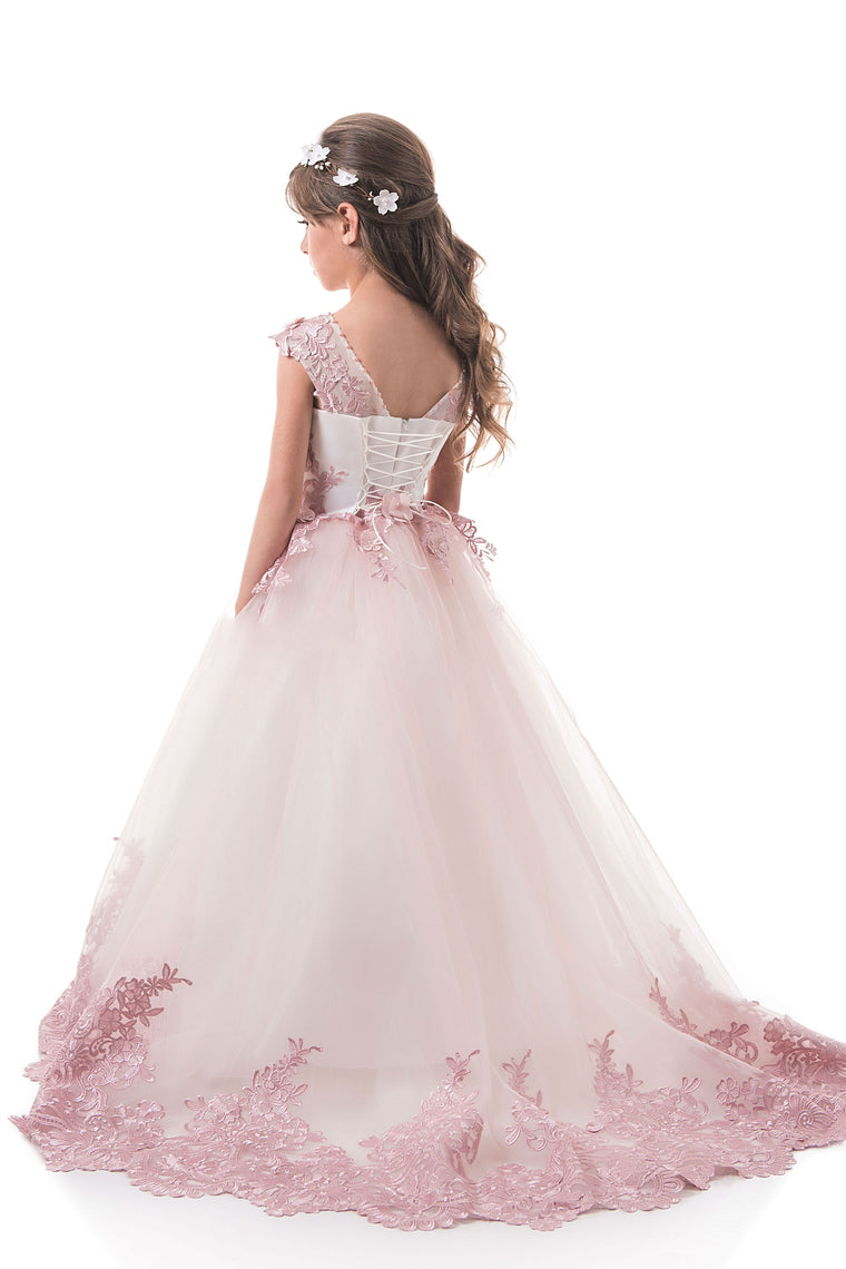 2024 Tulle Flower Girl Dresses Scoop With Applique And Handmade Flowers A Line