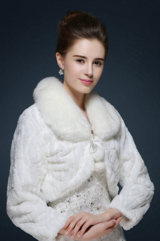 Wedding Faux Fur Shrugs Long Sleeves Wedding Wraps