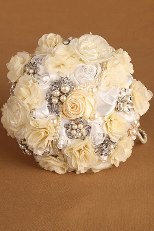 Luxury Rhinestone Pearl Wedding Bouquets Wedding Accessories Rose Flower (26*22cm)