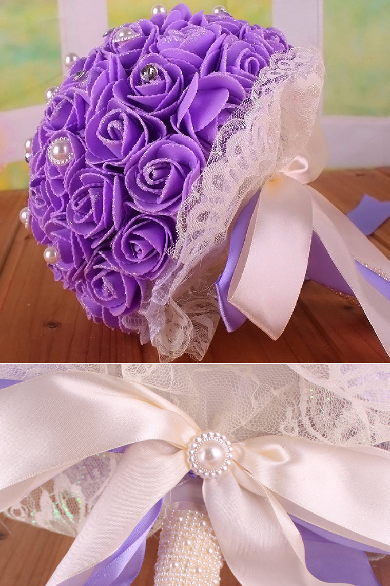 Nice Round Foam/Ribbon/Pearl Bridal Bouquets