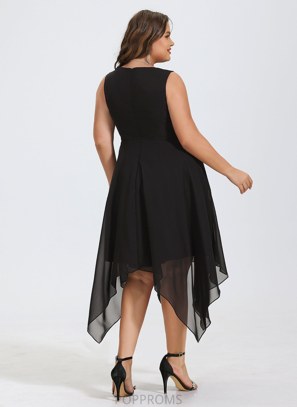 Courtney Chiffon Asymmetrical Dress Cocktail Dresses V-neck A-Line Cocktail