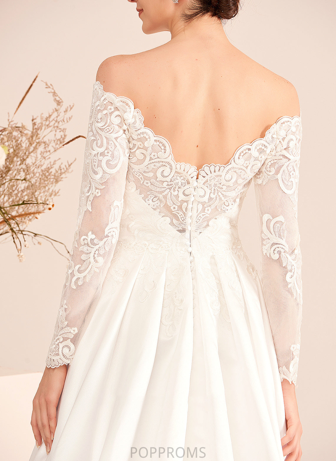 Ball-Gown/Princess Wedding Dresses With Off-the-Shoulder Wedding Court Lace Dress Train Yamilet