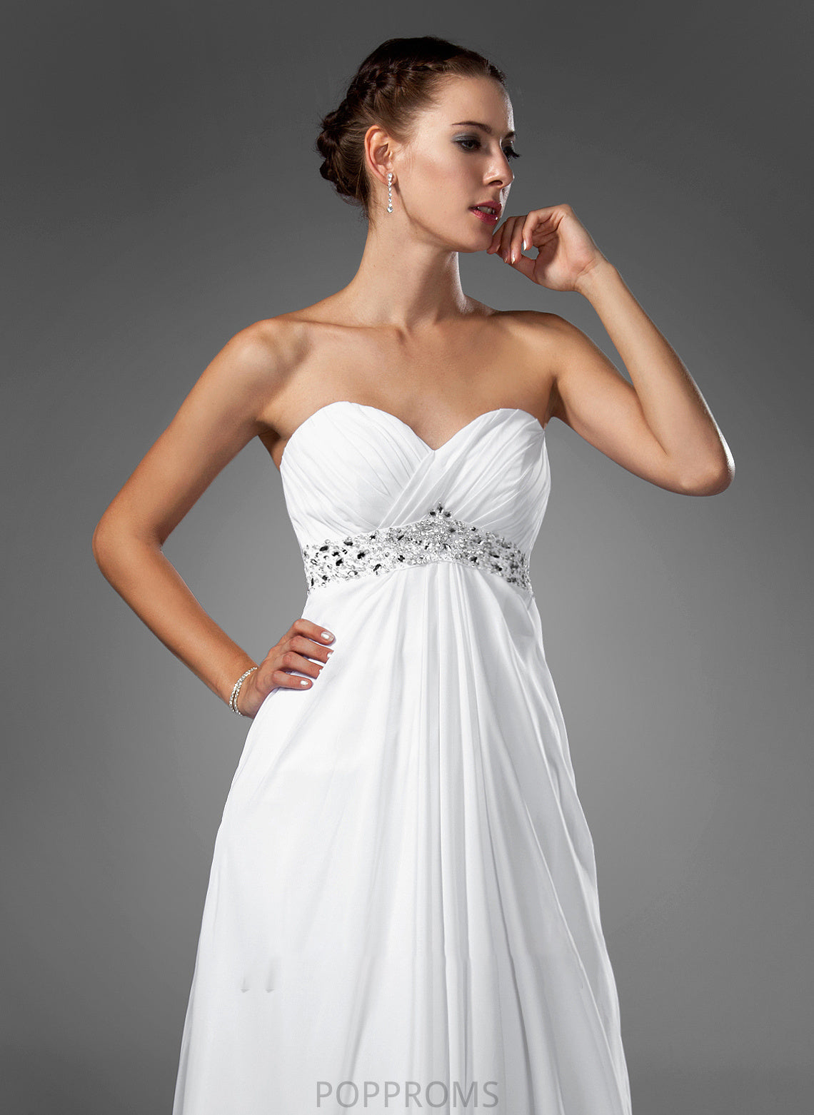 Train Wedding Empire Sweep Brianna With Dress Wedding Dresses Beading Chiffon Ruffle Sweetheart