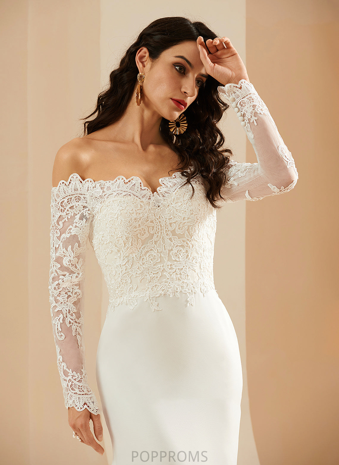 Lace Alyson Court Train Wedding Trumpet/Mermaid Wedding Dresses Off-the-Shoulder With Dress