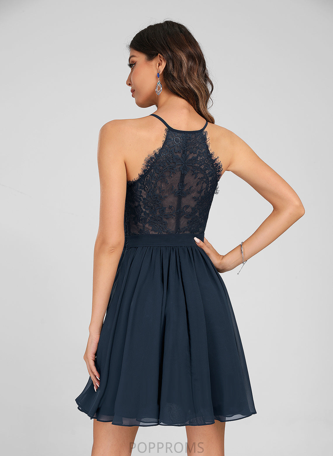 Chiffon With Homecoming V-neck Leila A-Line Homecoming Dresses Dress Short/Mini Lace