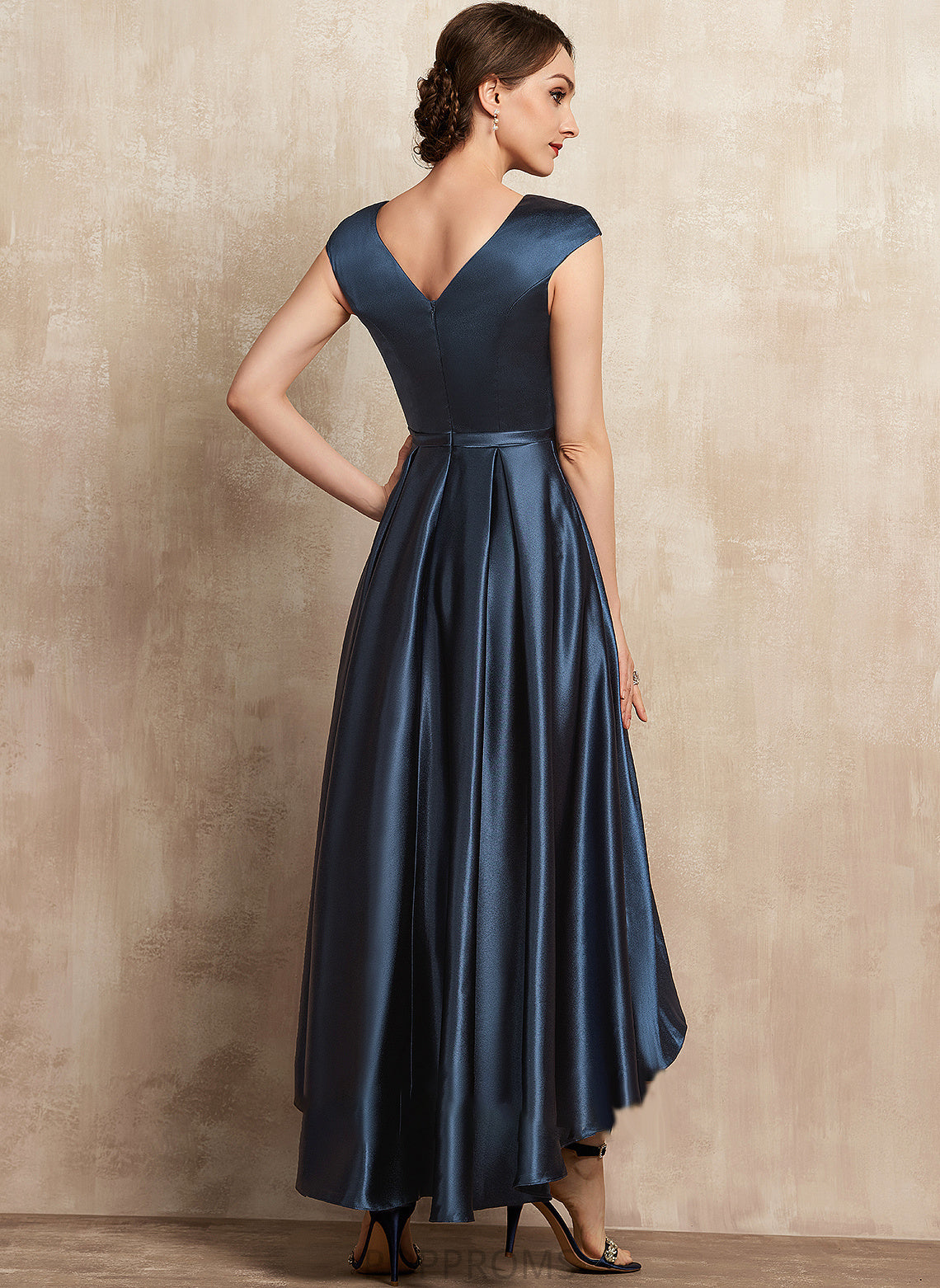 the Mother of the Bride Dresses Bow(s) A-Line Bride With of Pockets Scoop Asymmetrical Neck Mother Itzel Dress Satin