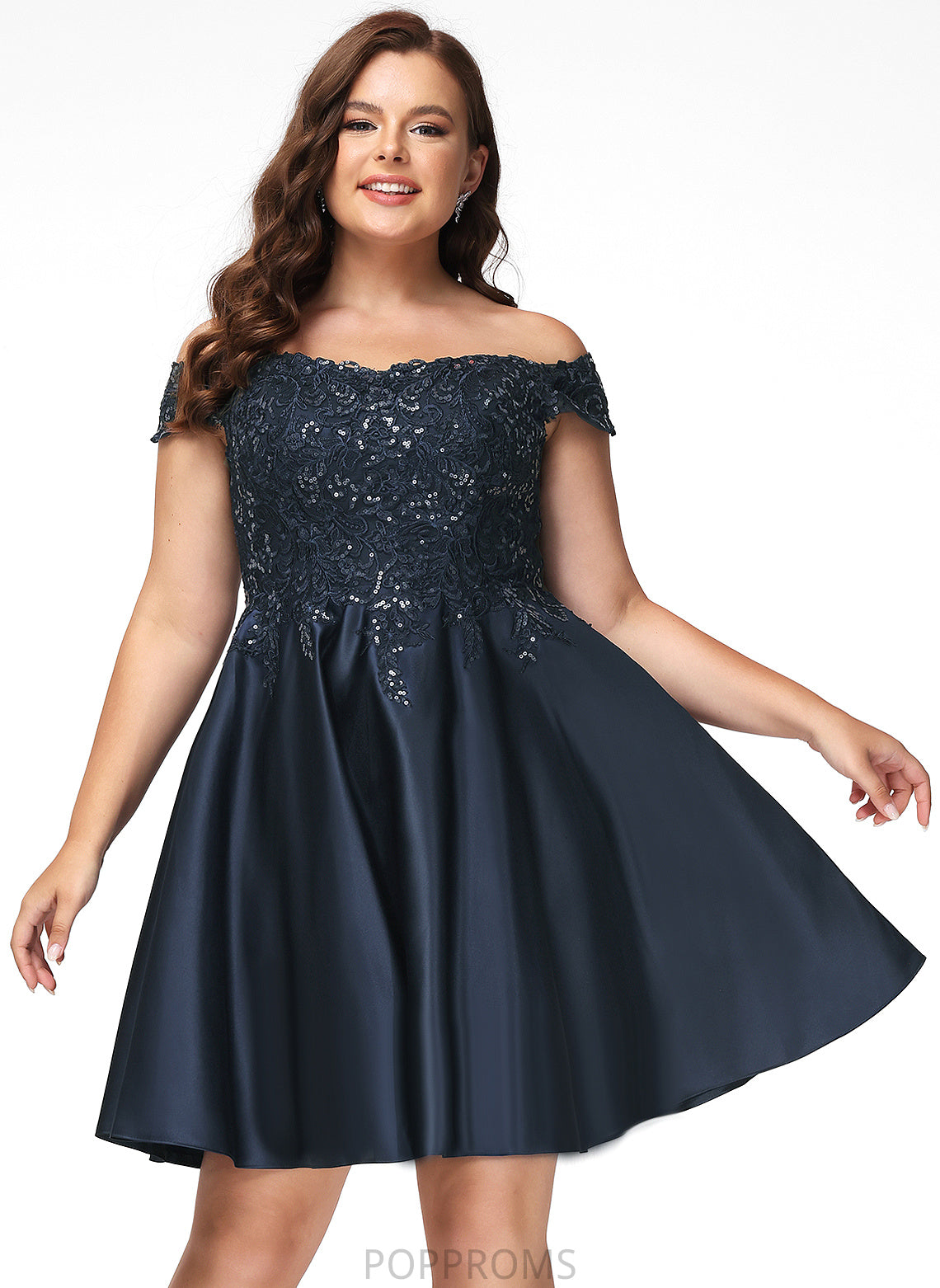 Off-the-Shoulder Short/Mini Satin A-Line Prom Dresses Liliana