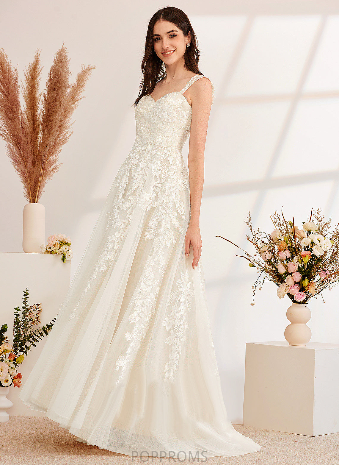 Dress Sweep Clara Wedding Dresses Off-the-Shoulder Beading Lace Train Wedding Tulle With A-Line Sequins