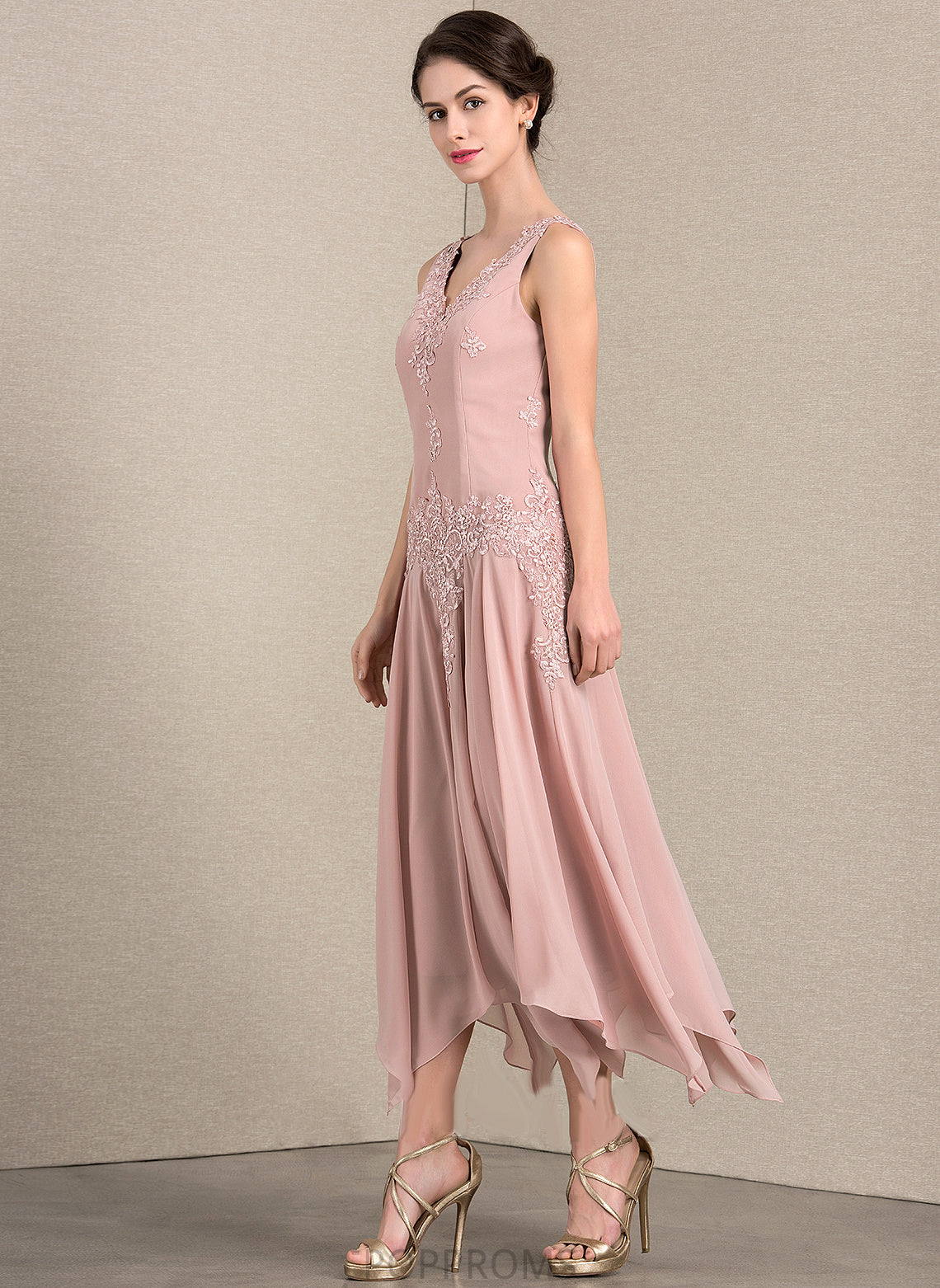 V-neck Chiffon the Rhoda Lace Dress Bride Appliques With Mother of the Bride Dresses Ankle-Length of A-Line Sequins Mother