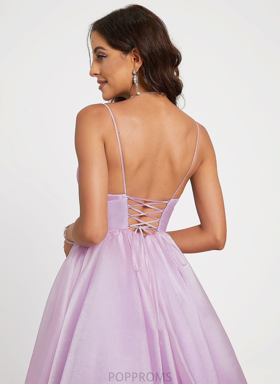 V-neck Prom Dresses Organza Sweep Train Ball-Gown/Princess Ariana