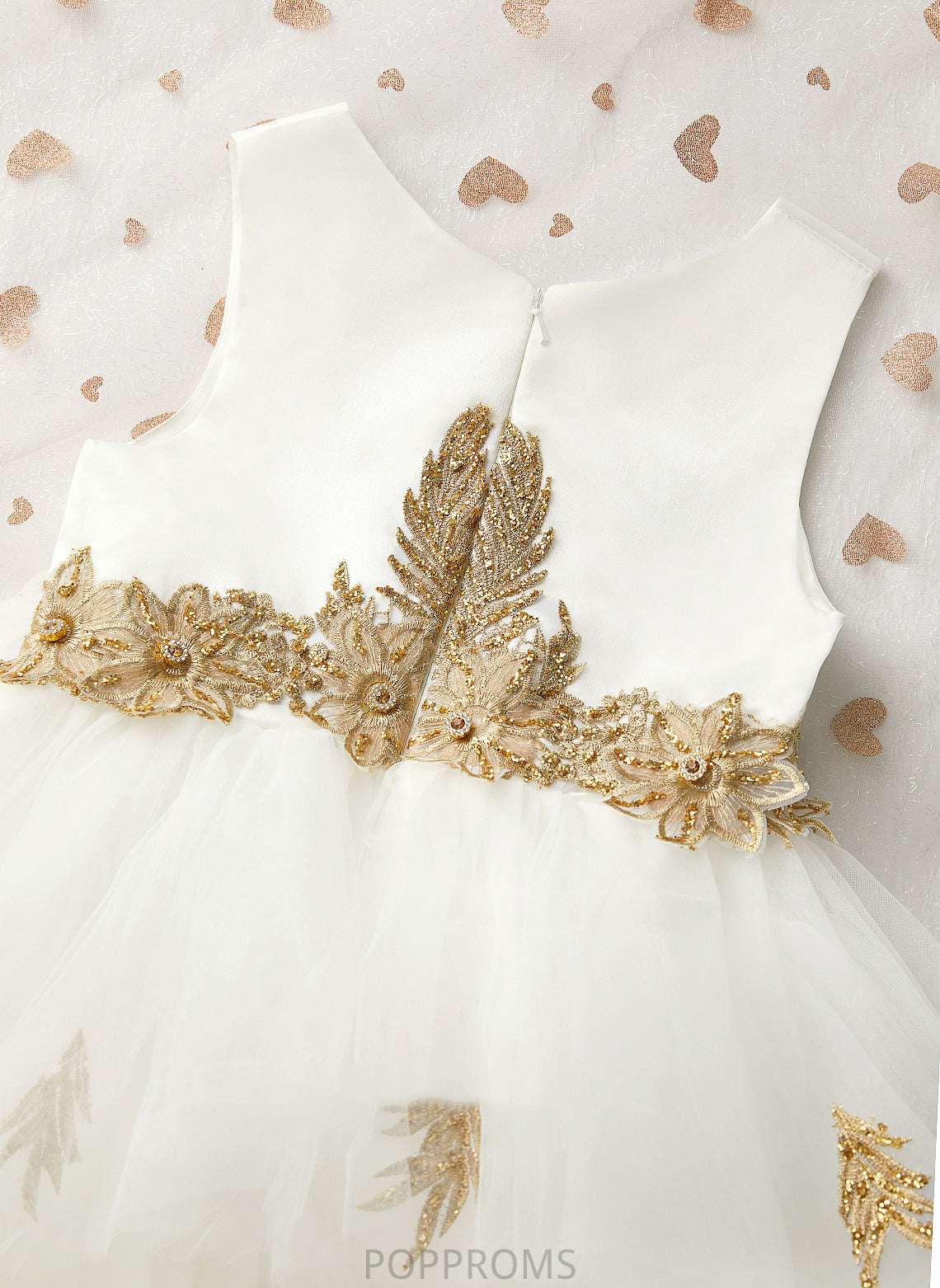 Ball-Gown/Princess Neck Dress Mia Knee-length Flower Flower Girl Dresses Sleeveless Lace/Beading - Tulle Girl With Scoop