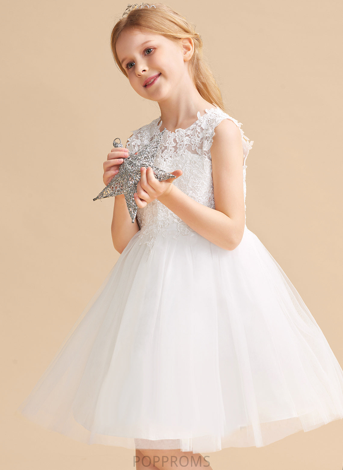 Dress Girl Hole With Back Flower Girl Dresses Scoop Neck Karly A-Line/Princess Satin/Tulle/Lace Knee-length Flower - Sleeveless