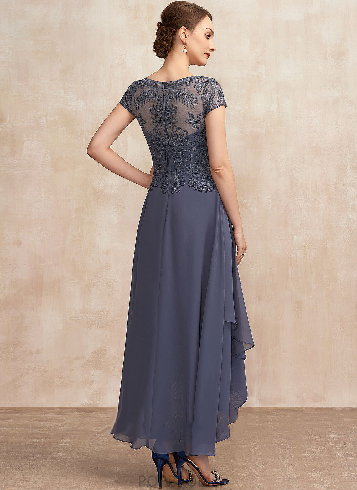 Mother of the Bride Dresses the Bride Mother Neck Sequins Scoop Asymmetrical A-Line Lace With of Dress Jaylynn Chiffon