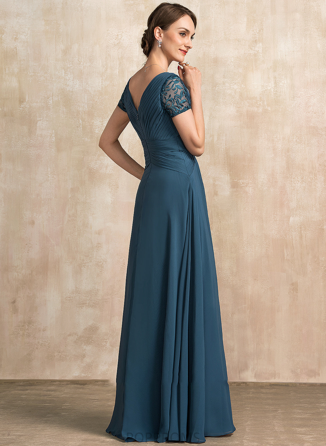 With Bride the Mother Dress Chiffon V-neck of Mother of the Bride Dresses Floor-Length Kate Lace A-Line