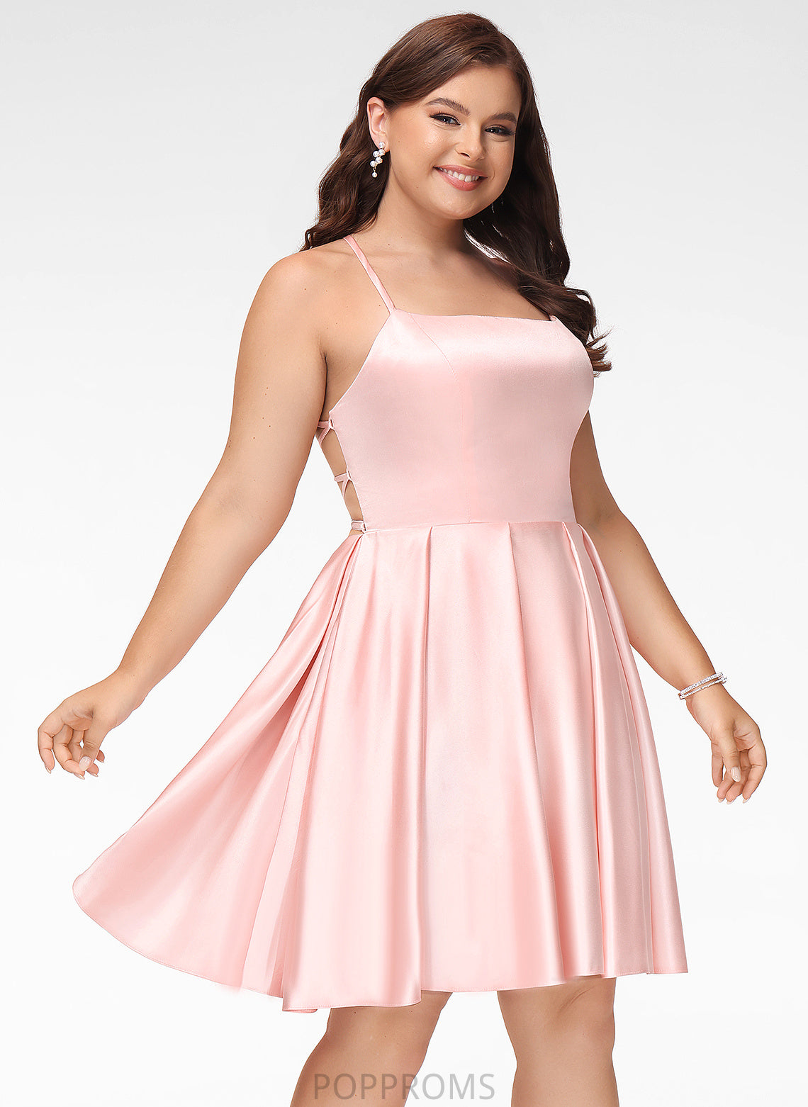 A-Line Square Short/Mini Satin Prom Dresses Mina