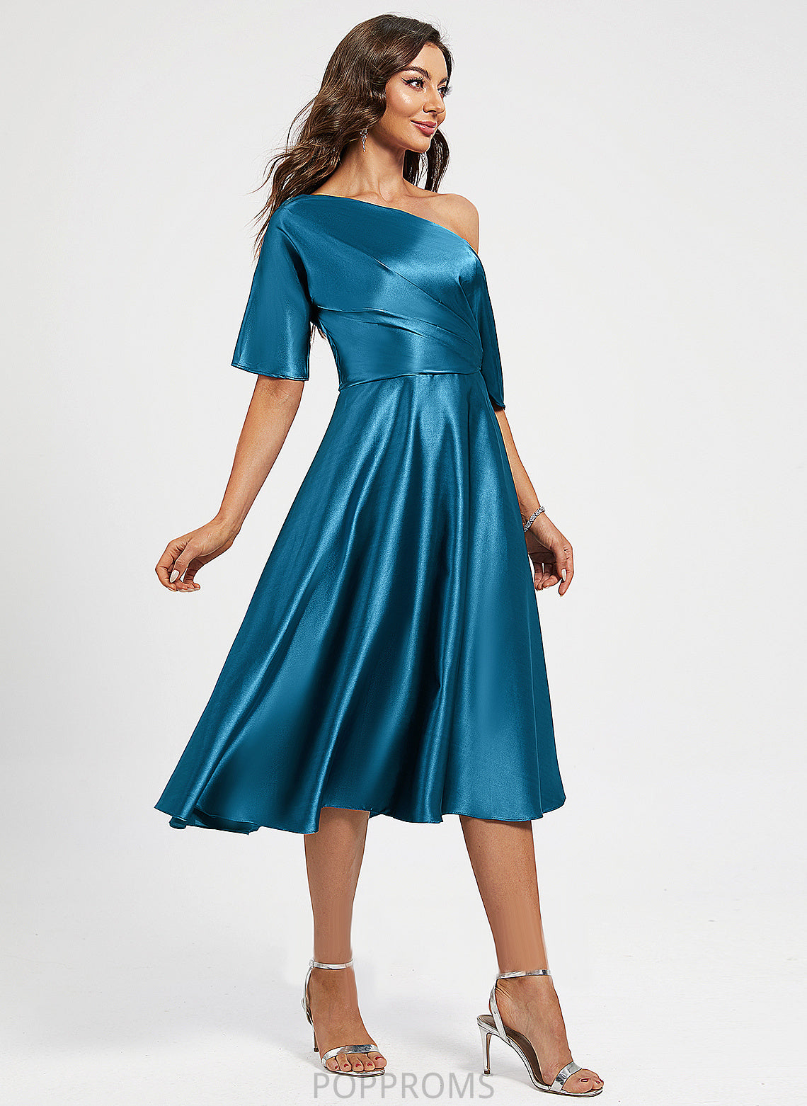 Cocktail Dresses One-Shoulder Knee-Length Delilah Cocktail Dress A-Line Charmeuse