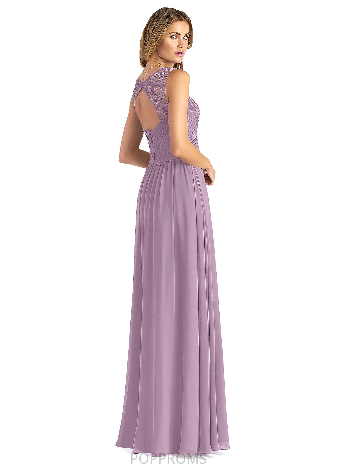 Yvonne Sleeveless Natural Waist A-Line/Princess Floor Length Halter Bridesmaid Dresses