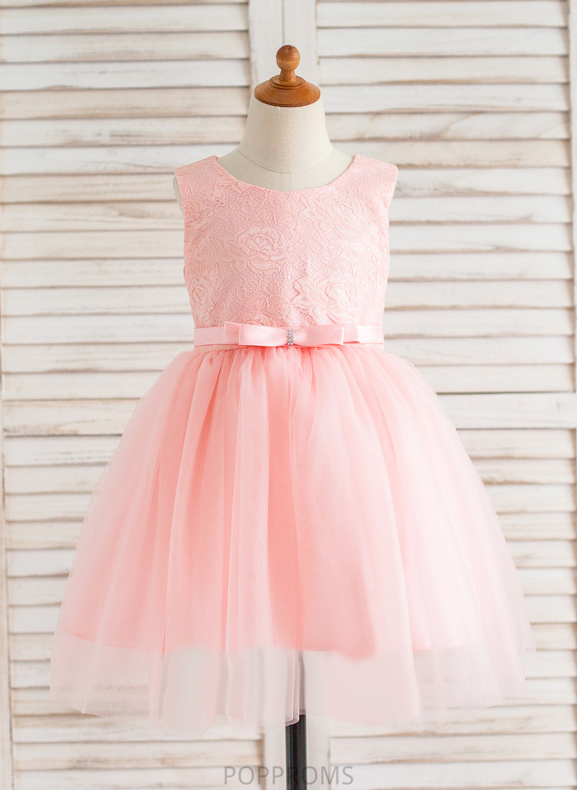 Flower Jamie Girl Scoop Tulle/Lace Knee-length Bow(s) Neck - Flower Girl Dresses Ball-Gown/Princess Dress Sleeveless With