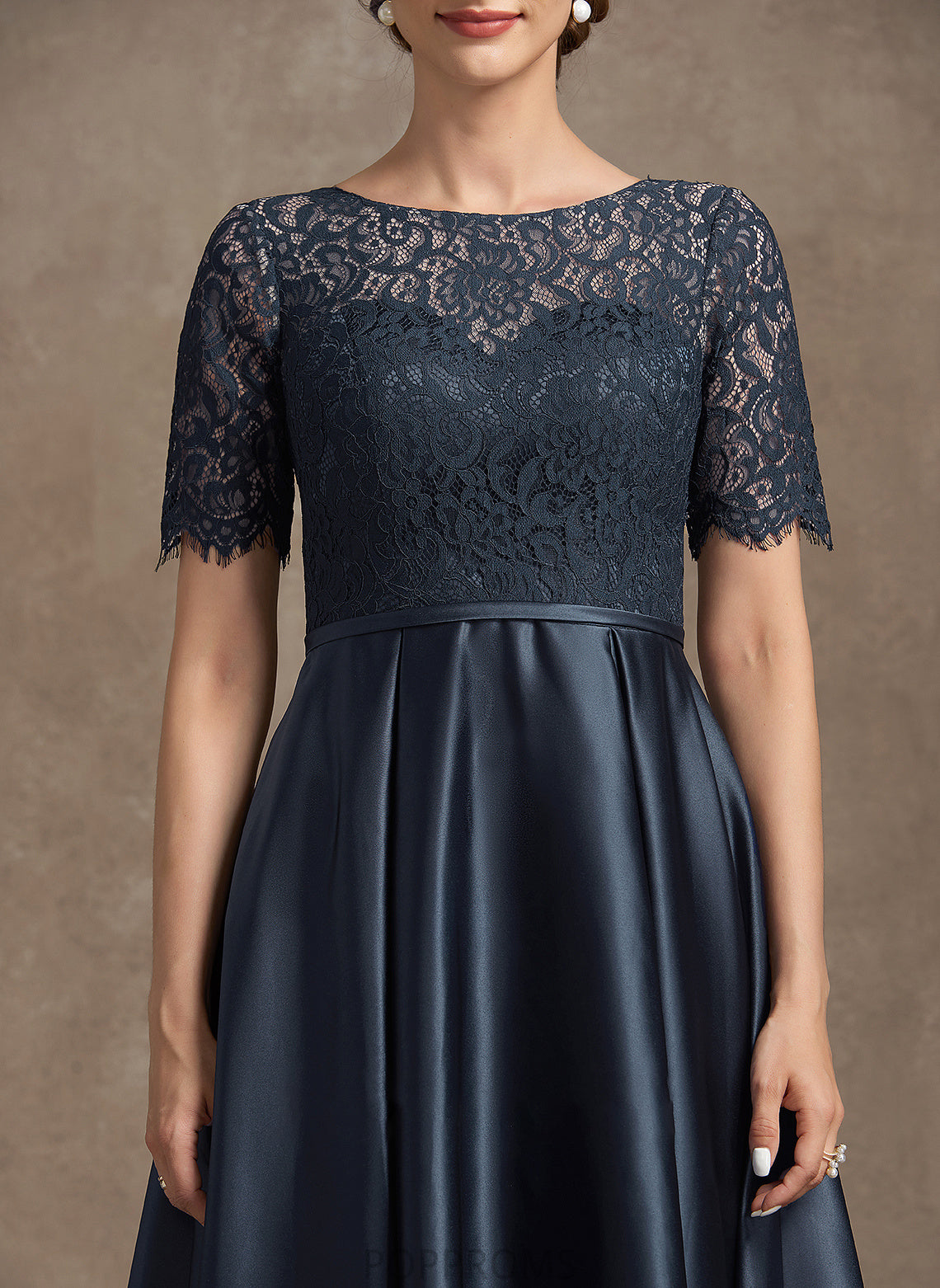 Neck Satin Lace the Asymmetrical of Dress Ivy Mother Mother of the Bride Dresses Scoop Bride A-Line