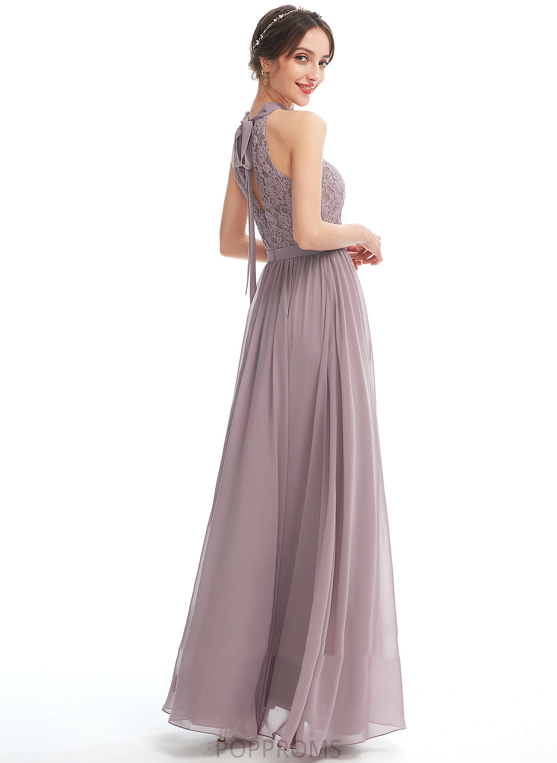 Length Embellishment Neckline Silhouette Floor-Length A-Line SplitFront Fabric Halter Jayda Natural Waist Floor Length Bridesmaid Dresses