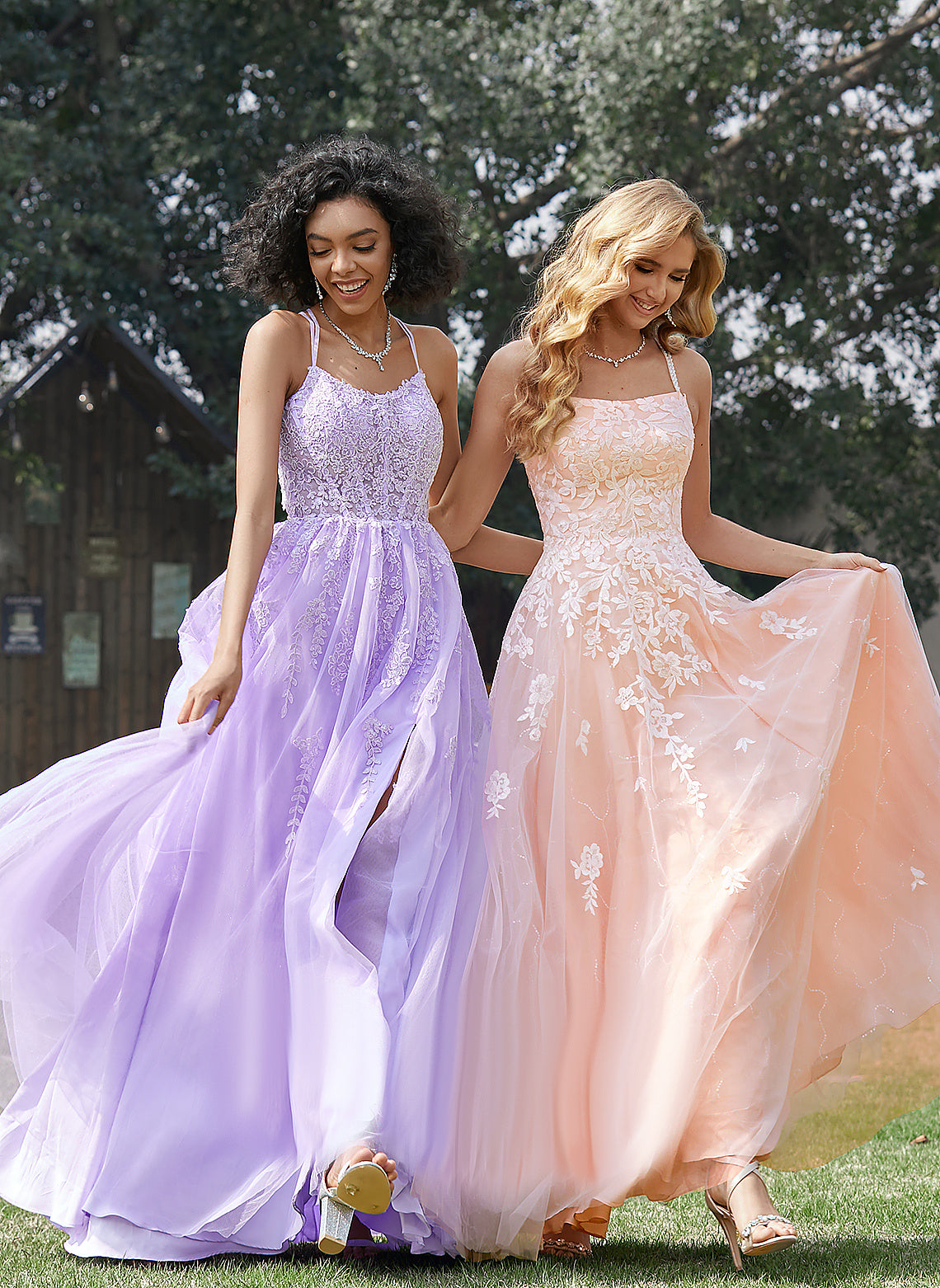 Ball-Gown/Princess Prom Dresses Alexia Square Floor-Length Sequins With Tulle Lace